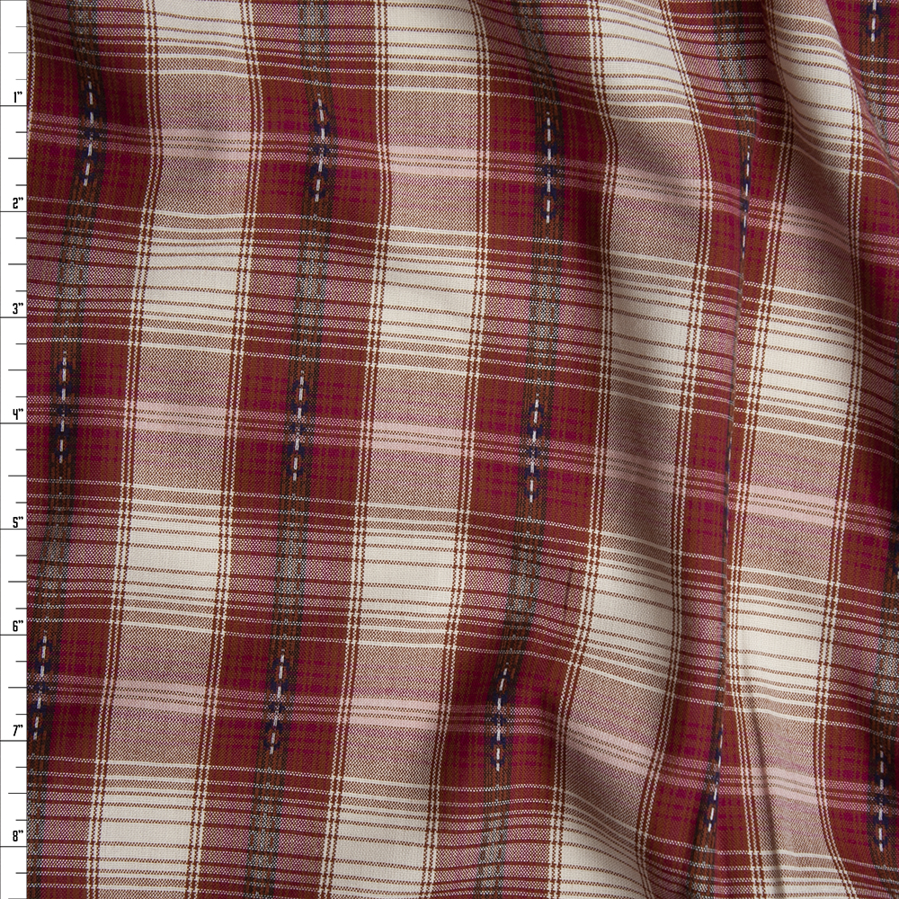 Red and White Ponderosa Plaid Cotton Shirting from ‘Robert Kaufman' Fabric By The Yard