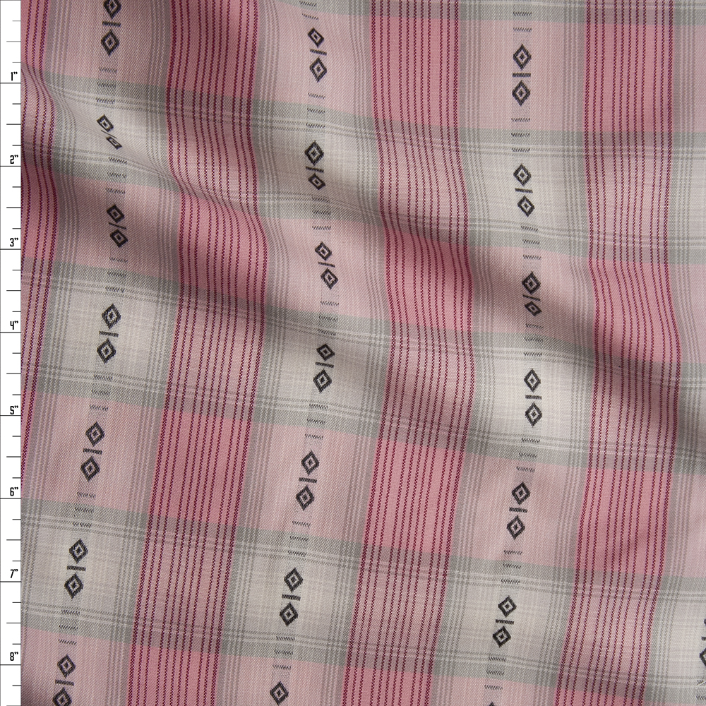 Pink and Grey Ponderosa Plaid Cotton Shirting from ‘Robert Kaufman' Fabric By The Yard