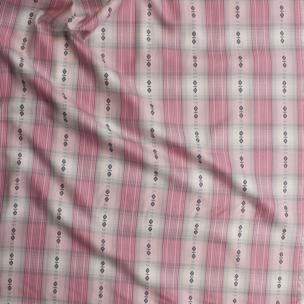 Pink and Grey Ponderosa Plaid Cotton Shirting from ‘Robert Kaufman' Fabric By The Yard - Wide shot