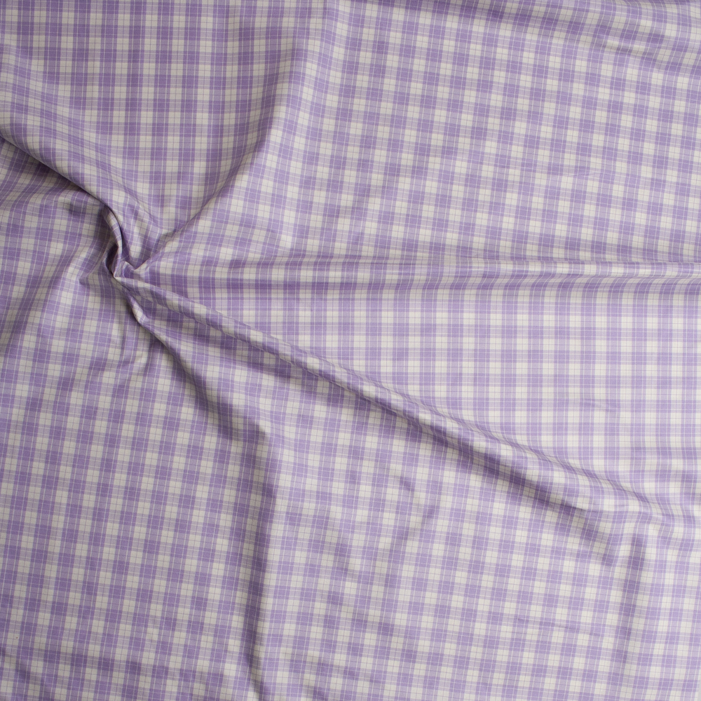 Lavender and White Plaid Silk/Cotton Shirting from ‘Calvin Klein’ Fabric By The Yard - Wide shot