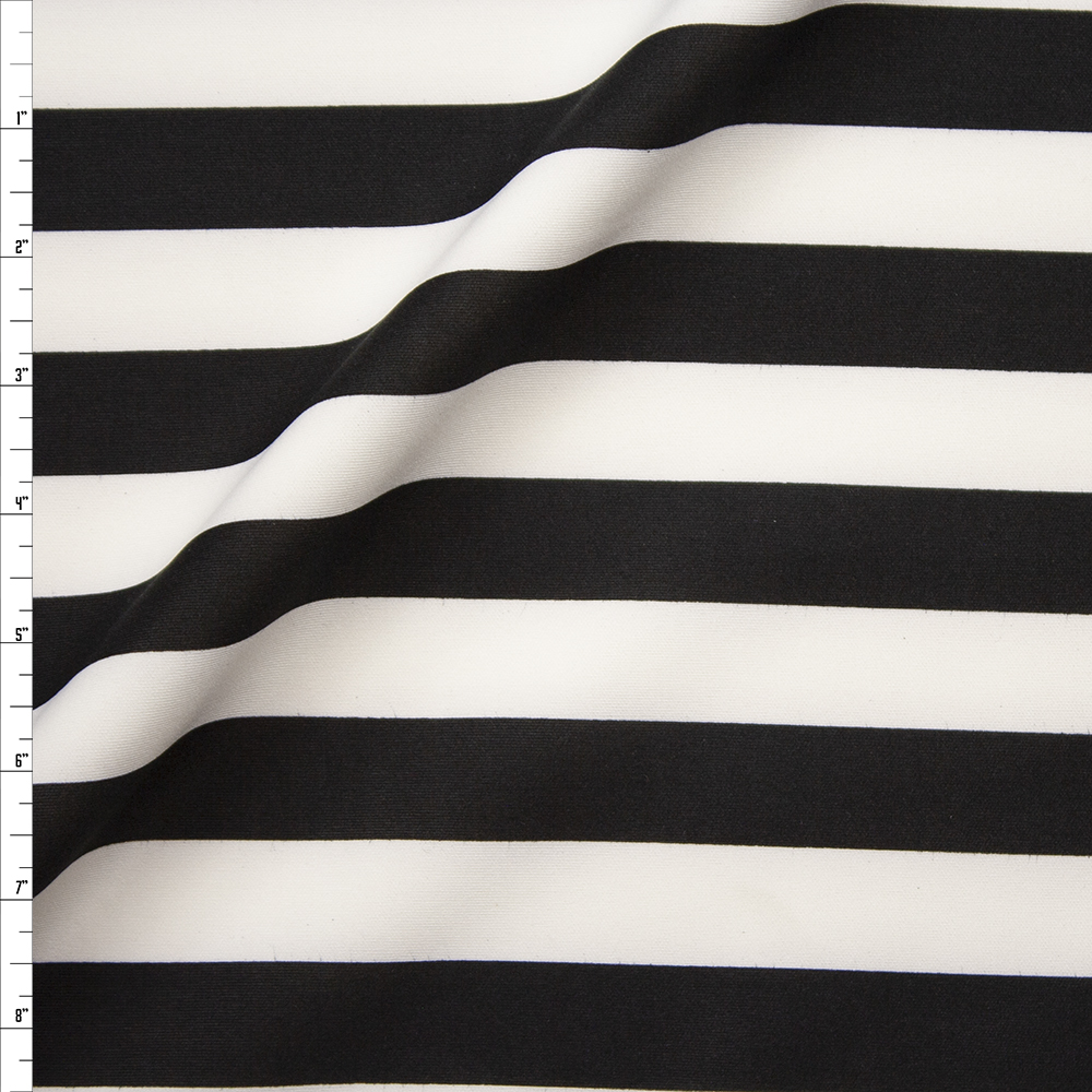 Black and White Stripes Scuba Knit Fabric By The Yard