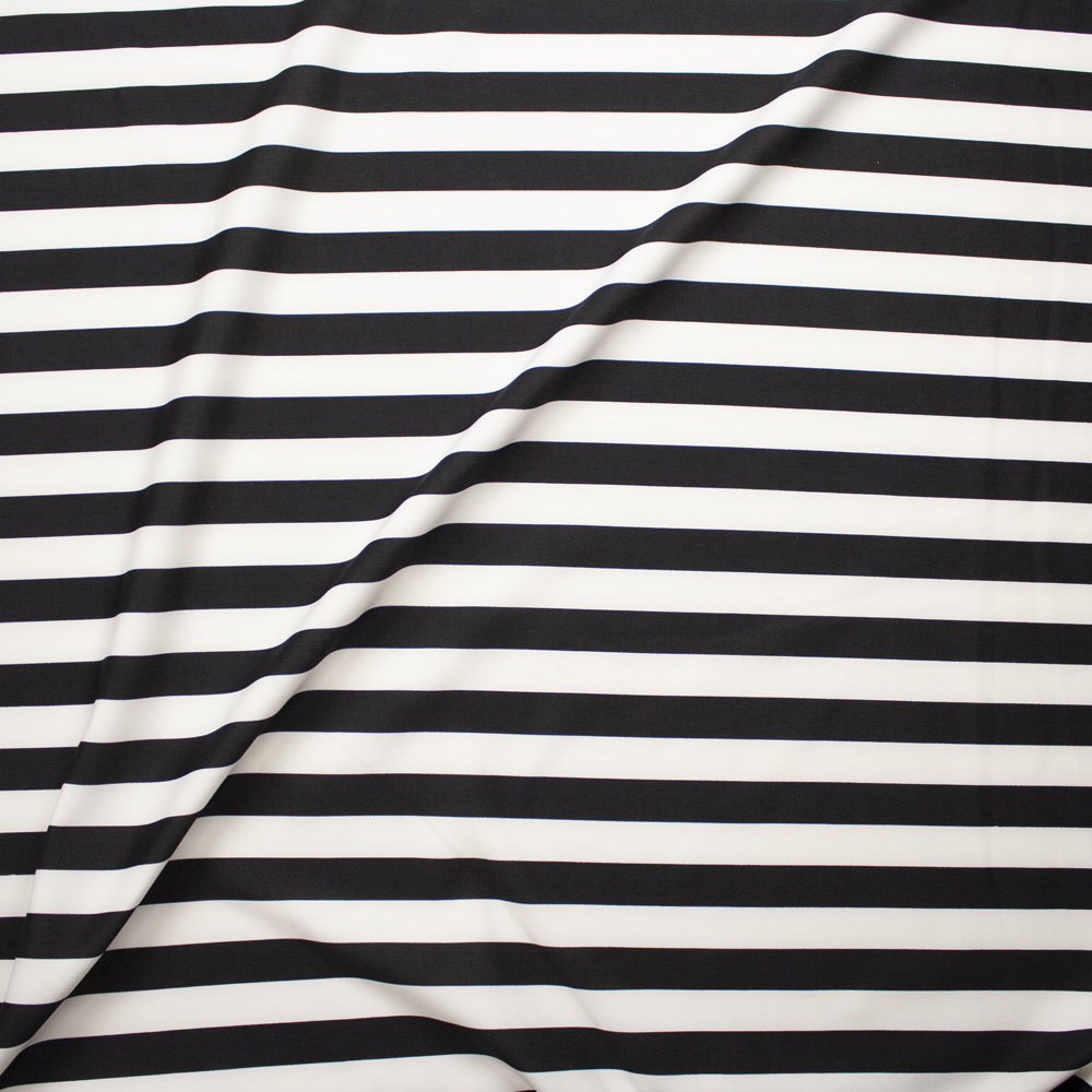 Black and White Stripes Scuba Knit Fabric By The Yard - Wide shot