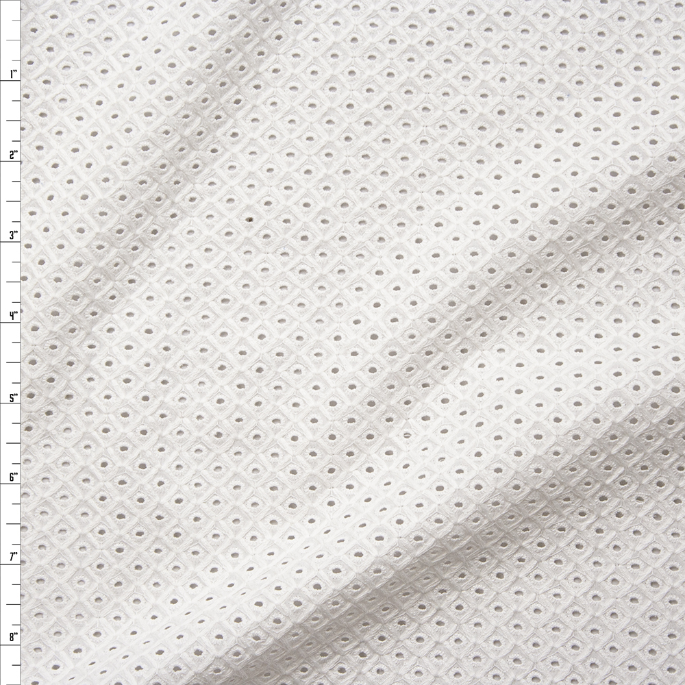 Offwhite Diamond Pattern Cotton Eyelet Fabric By The Yard