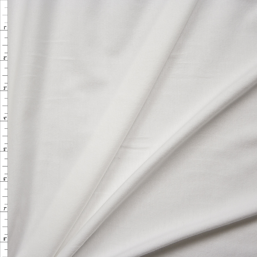 Warm White Stretch Cotton Bamboo Jersey Knit Fabric By The Yard