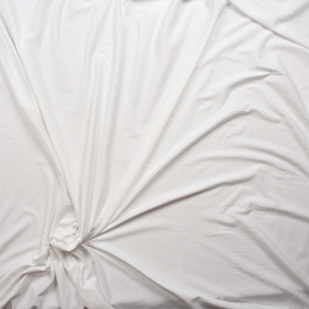 Warm White Stretch Cotton Bamboo Jersey Knit Fabric By The Yard - Wide shot