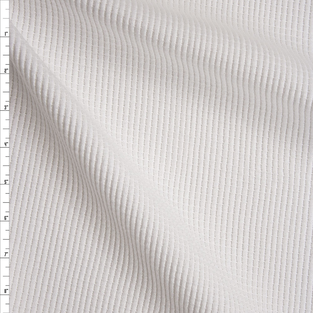 White Heavyweight Cotton Waffle Knit Fabric By The Yard