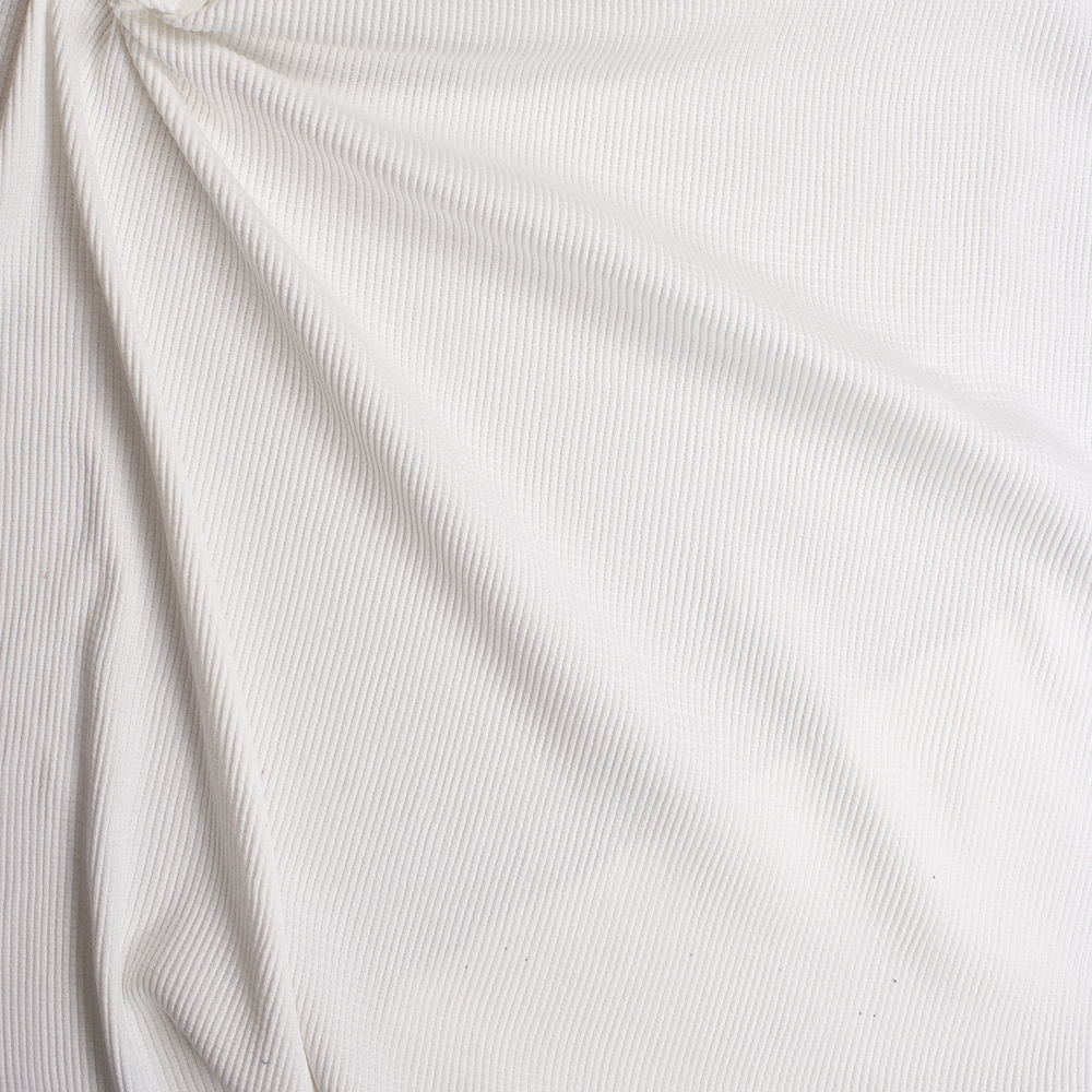 White Heavyweight Cotton Waffle Knit Fabric By The Yard - Wide shot