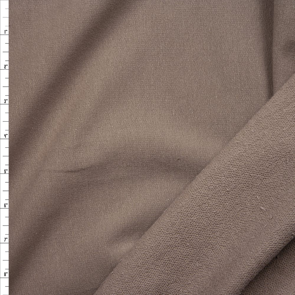 Taupe Stretch Cotton French Terry Fabric By The Yard