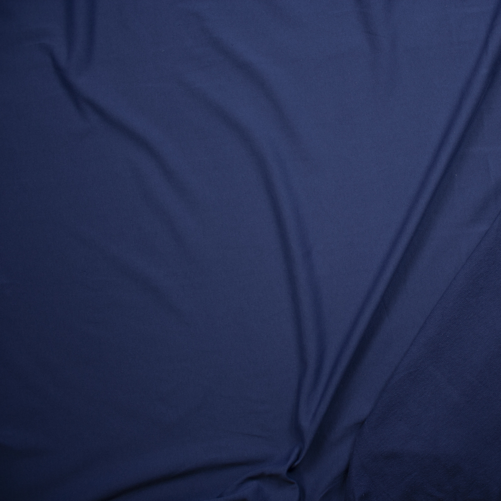 Muted Navy Lightweight Cotton French Terry Fabric By The Yard - Wide shot