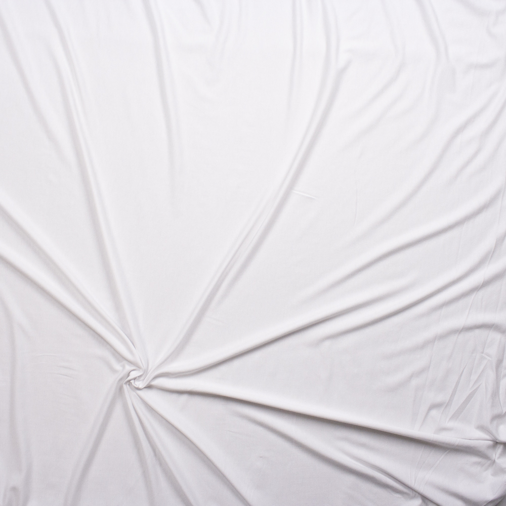 White Rayon/Spandex Lightweight Stretch Jersey Knit Fabric By The Yard - Wide shot
