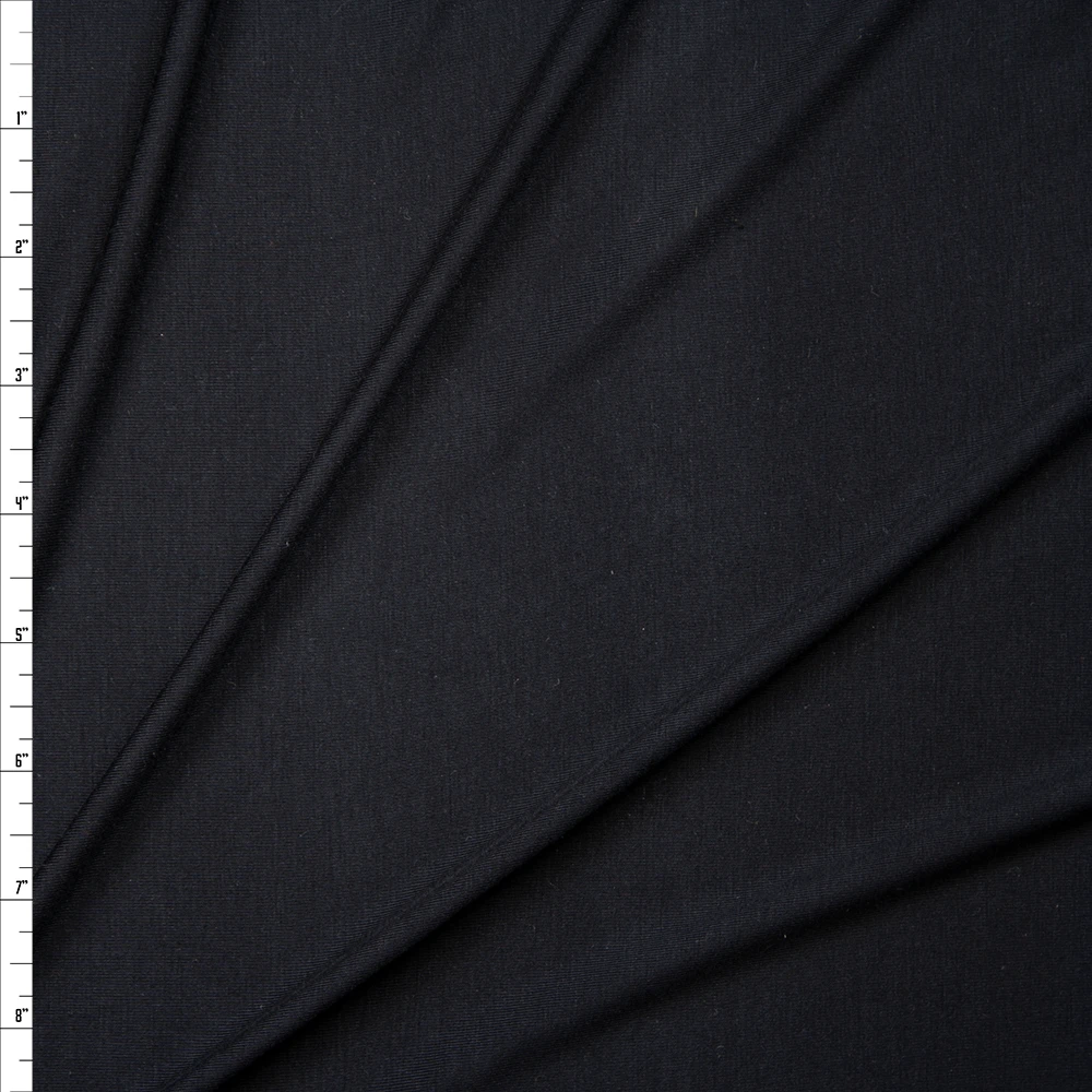 Black Lightweight Stretch Modal Jersey Knit Fabric By The Yard