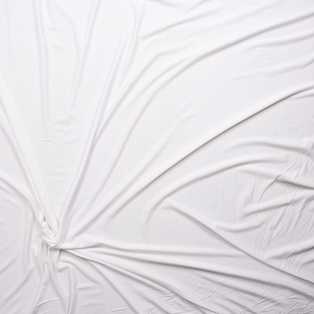 White Lightweight Stretch Modal Jersey Knit Fabric By The Yard - Wide shot