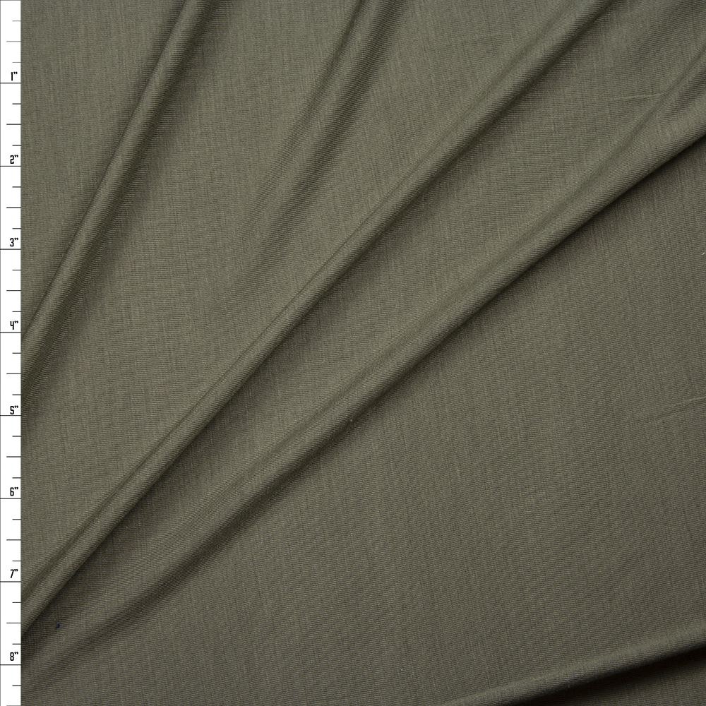 Olive Green Lightweight Stretch Modal Jersey Knit Fabric By The Yard