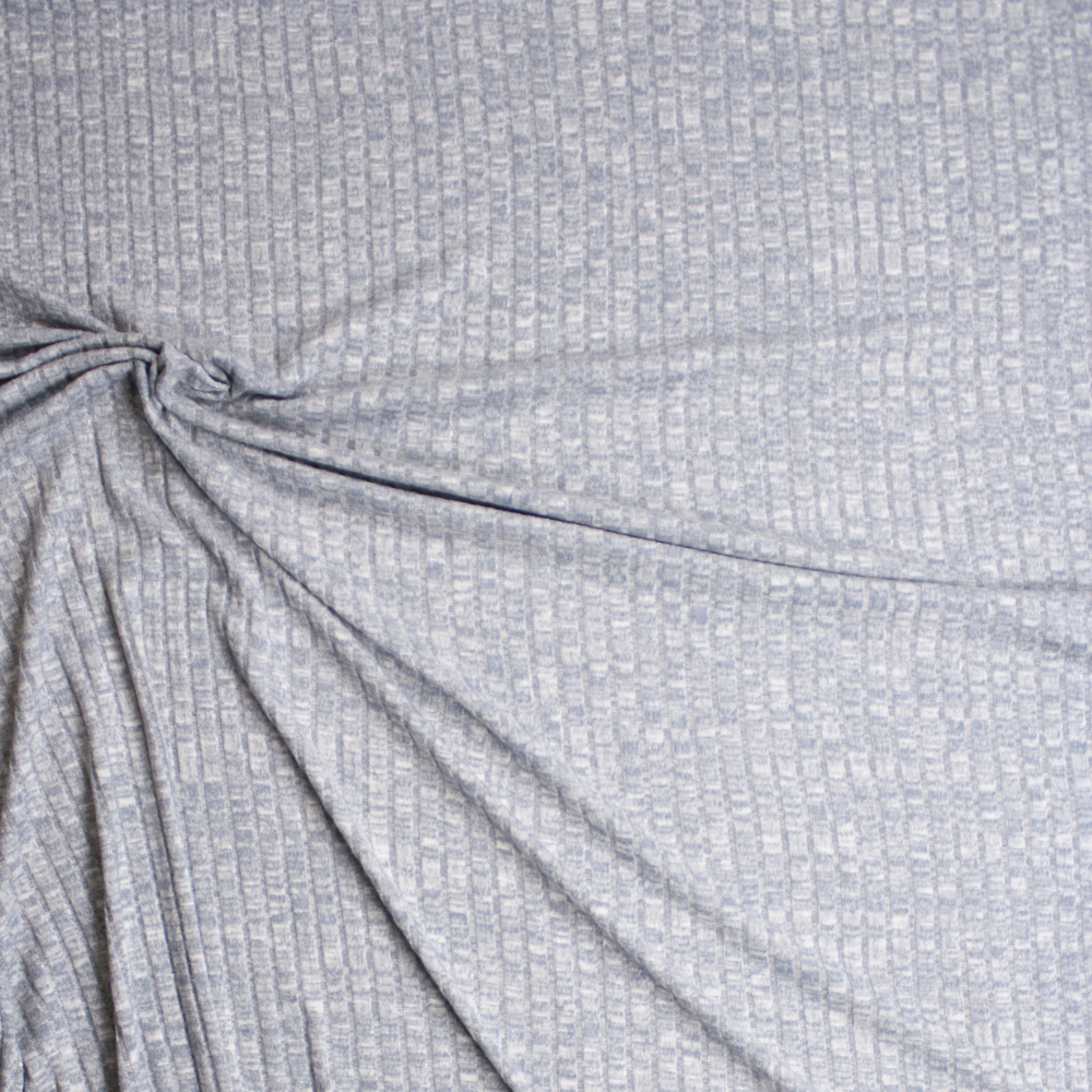 Powder Blue Heather Brushed Wide Rib Sweater Knit Fabric By The Yard - Wide shot