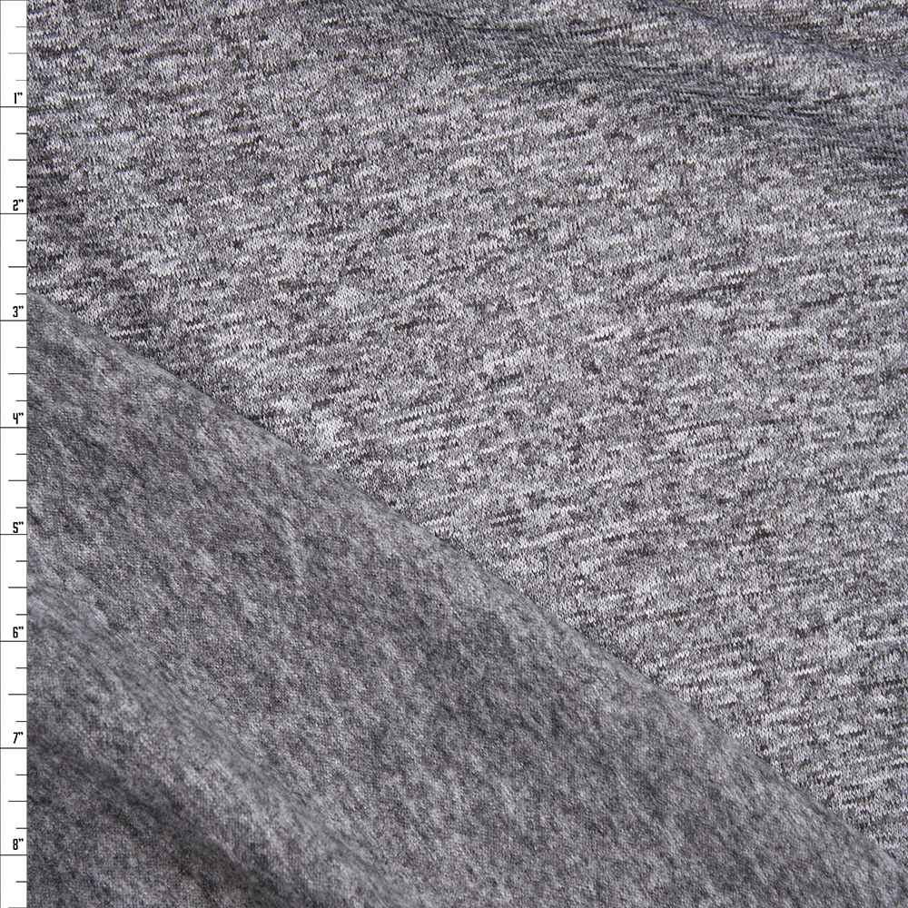 Grey Heather Soft Brushed Stretch Sweater Knit Fabric By The Yard