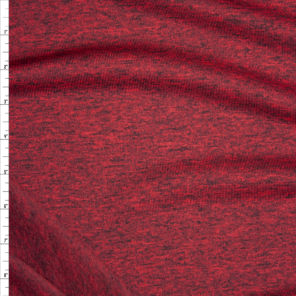 Deep Red Heather Soft Brushed Stretch Sweater Knit Fabric By The Yard