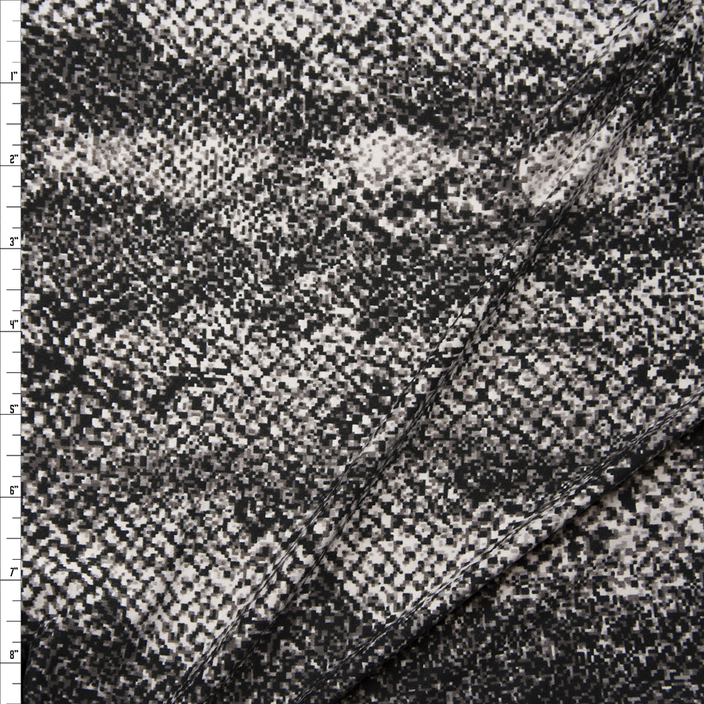 Grey Pixelated Snakeskin Double Brushed Poly/Spandex Fabric By The Yard