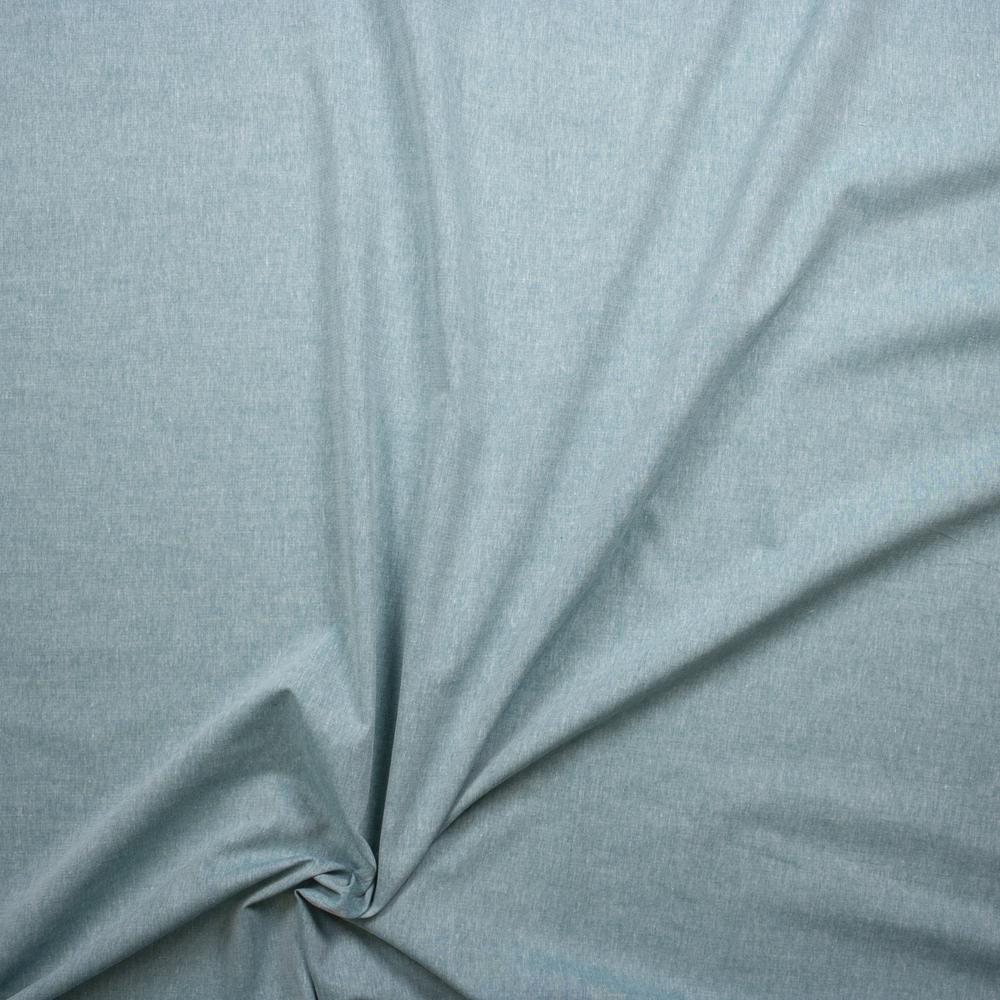 Emerald Lightweight Cotton Chambray Fabric By The Yard - Wide shot