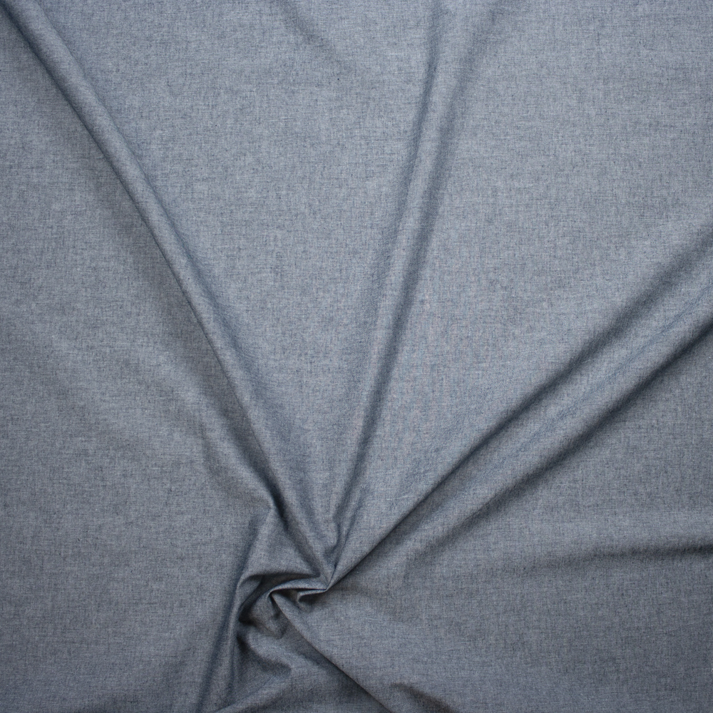Indigo Lightweight Cotton Chambray Fabric By The Yard - Wide shot