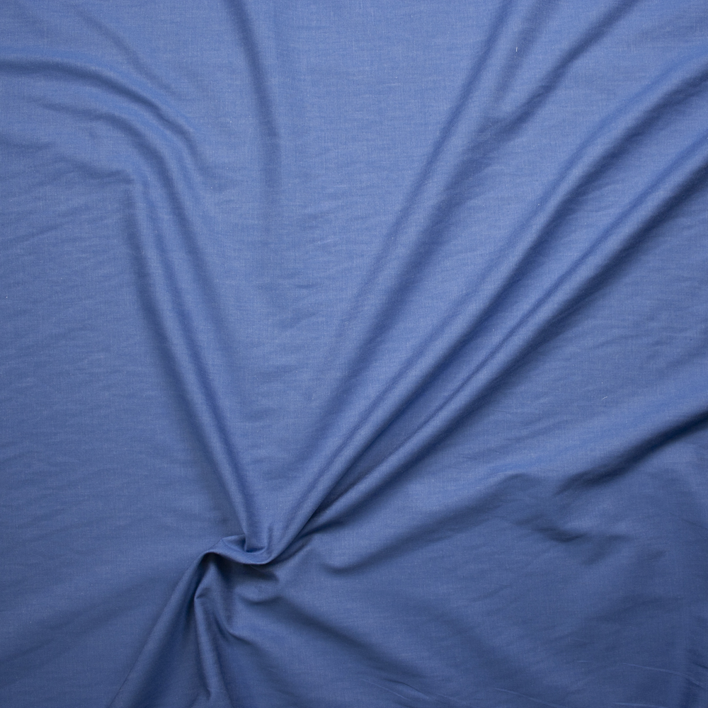 Medium Blue Midweight Cotton Chambray Fabric By The Yard - Wide shot