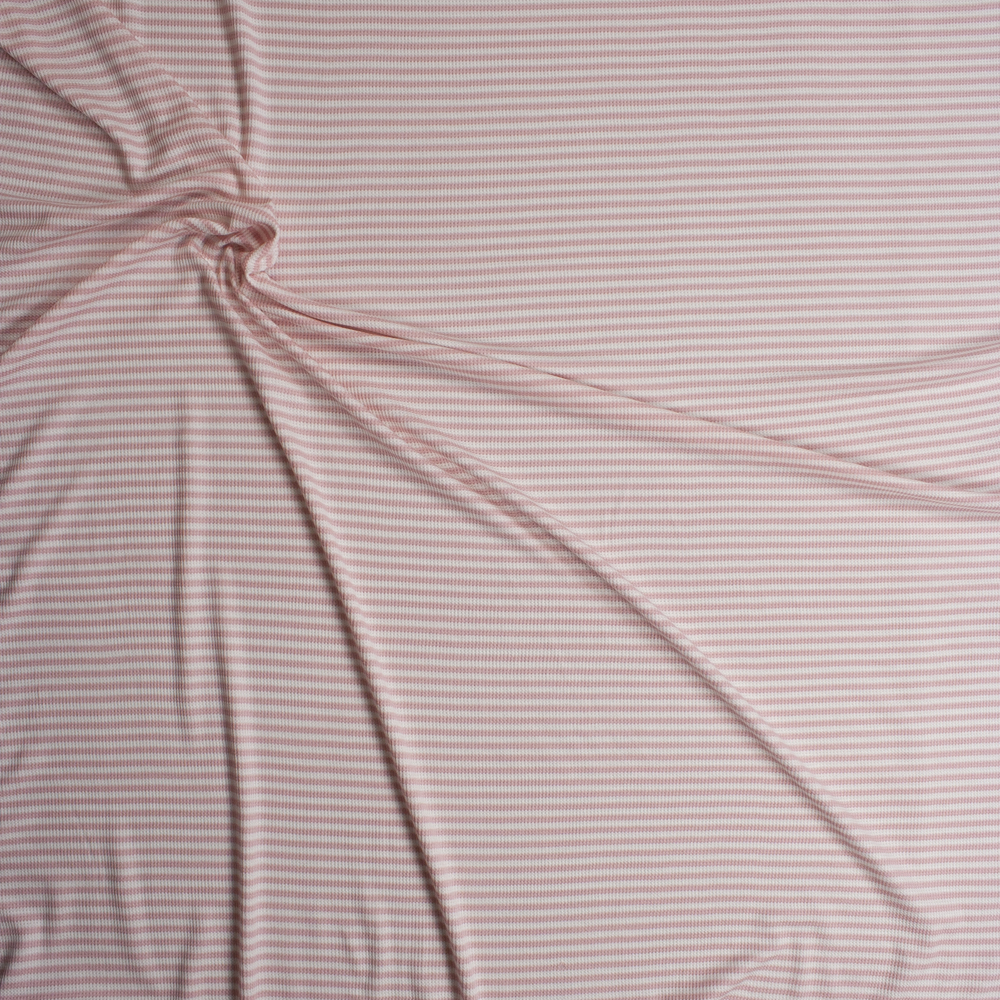 Pink and White Horizontal Stripe Micro Waffle Knit Fabric By The Yard - Wide shot