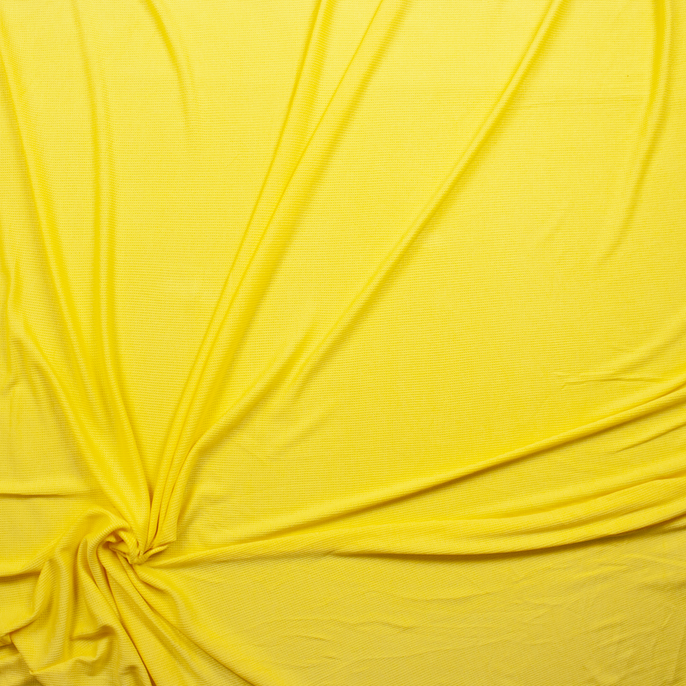 Canary Yellow Rayon Micro Waffle Knit Fabric By The Yard - Wide shot