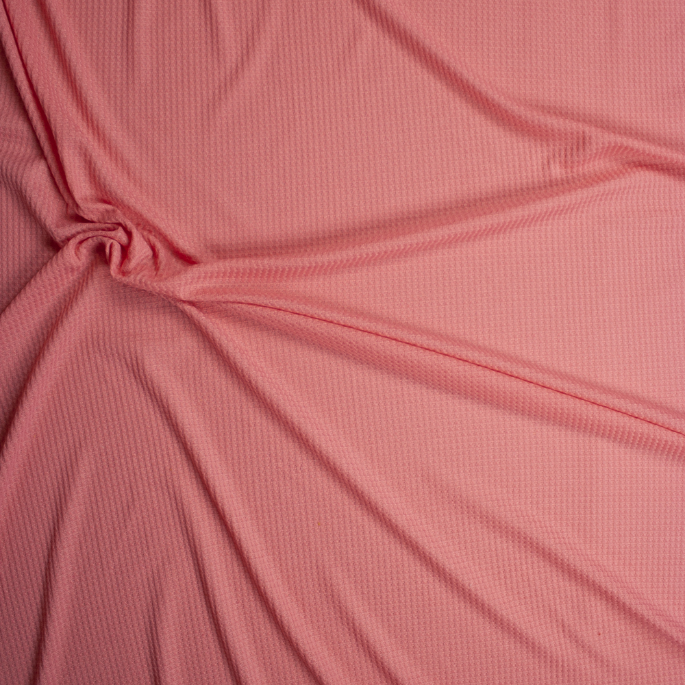 Sherbet Pink Soft Waffle Sweater Knit Fabric By The Yard - Wide shot