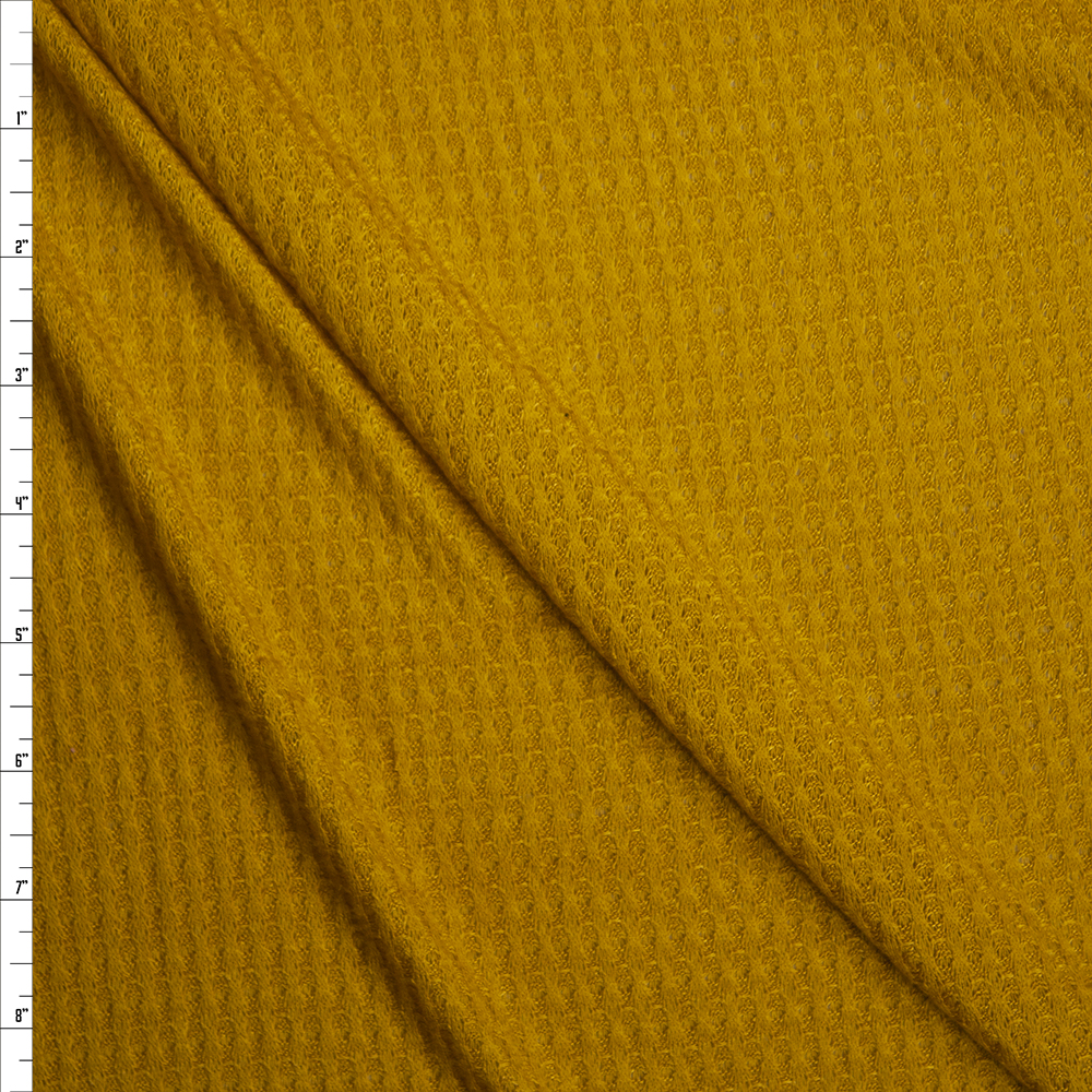 Golden Yellow Soft Waffle Sweater Knit Fabric By The Yard