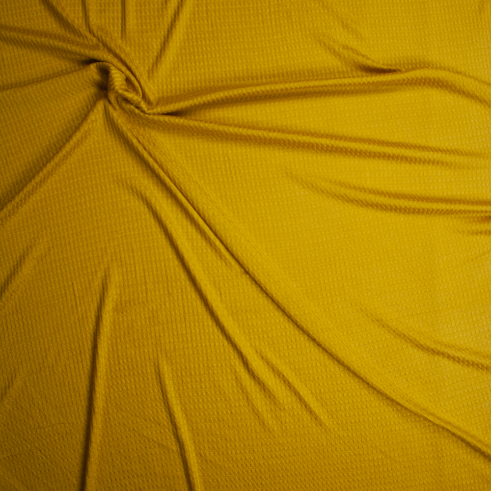 Golden Yellow Soft Waffle Sweater Knit Fabric By The Yard - Wide shot