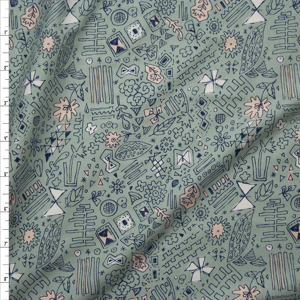 “Doodlie Meander” Cotton Spandex Knit from Art Gallery Fabrics Fabric By The Yard