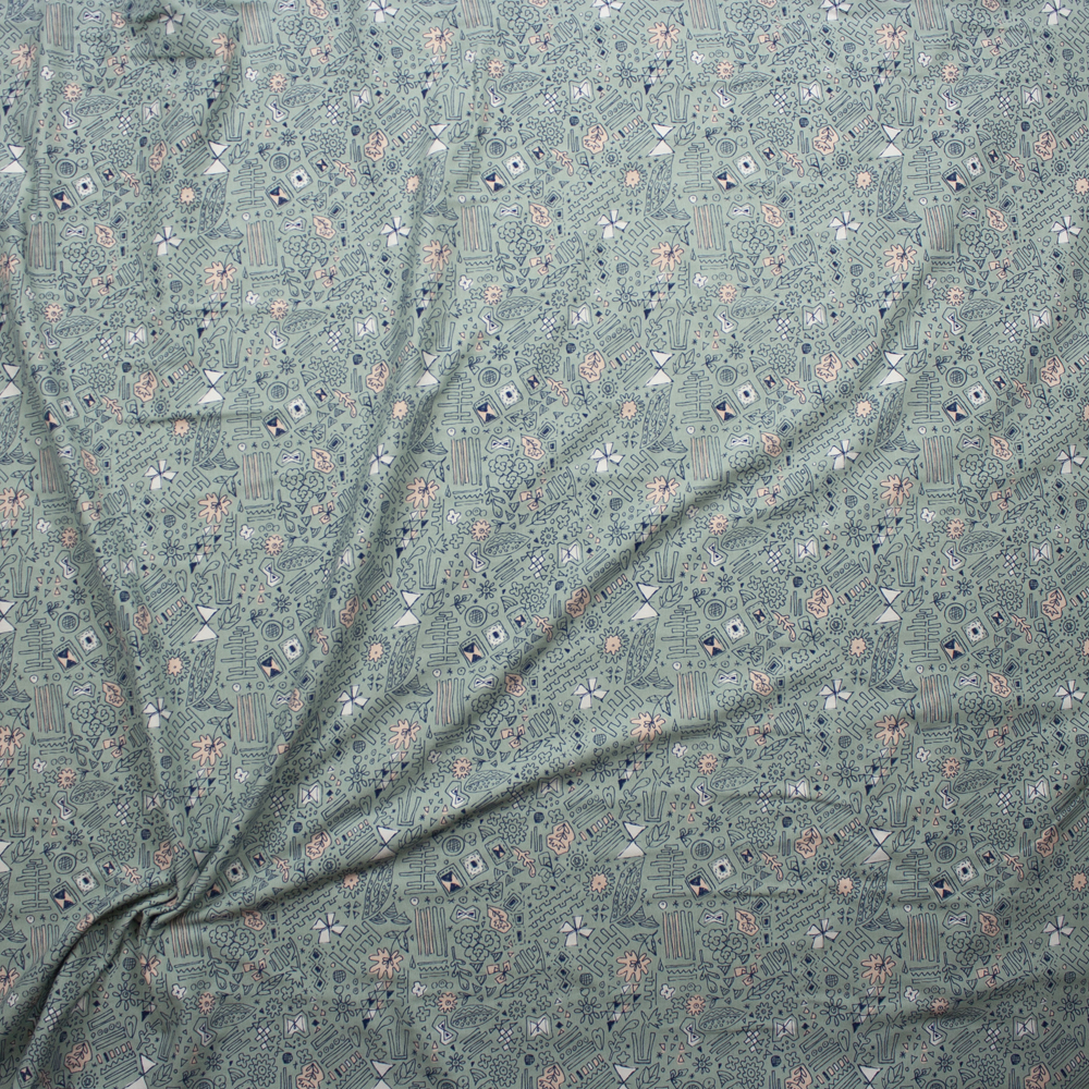 “Doodlie Meander” Cotton Spandex Knit from Art Gallery Fabrics Fabric By The Yard - Wide shot