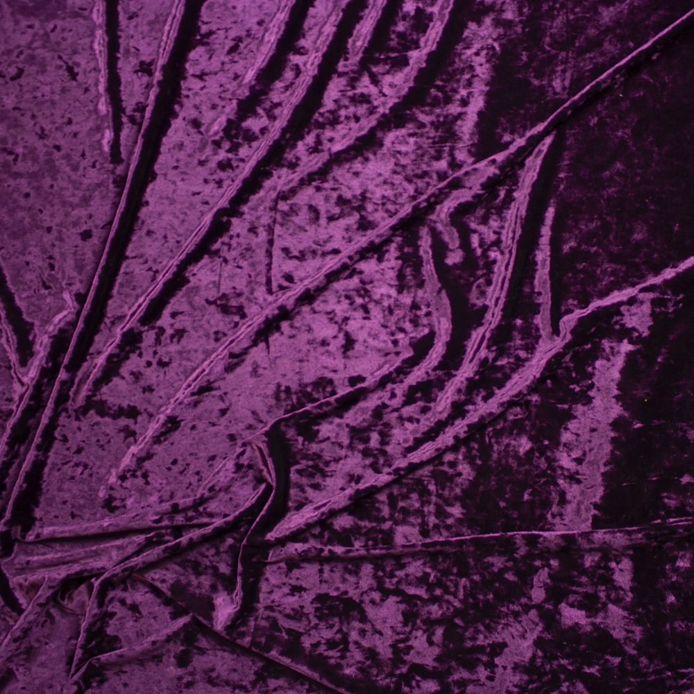 Plum Luxury Crushed Stretch Velvet Fabric By The Yard - Wide shot