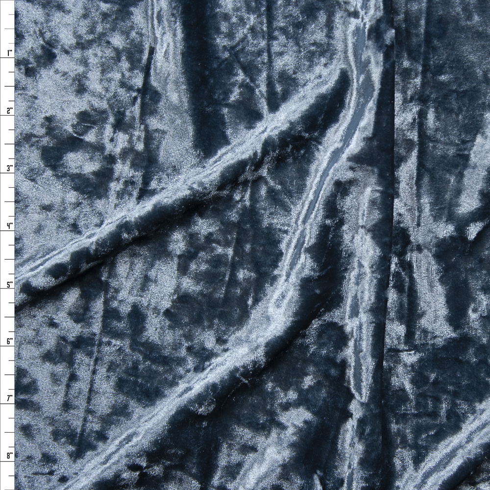Dusty Light Blue Luxury Crushed Stretch Velvet Fabric By The Yard