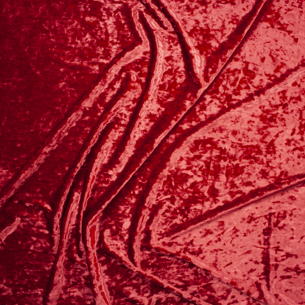 Red Luxury Crushed Stretch Velvet Fabric By The Yard - Wide shot