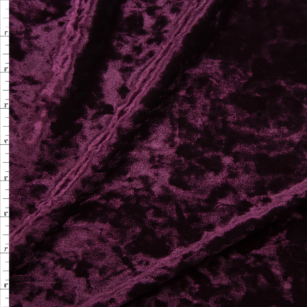 Wine Luxury Crushed Stretch Velvet Fabric By The Yard
