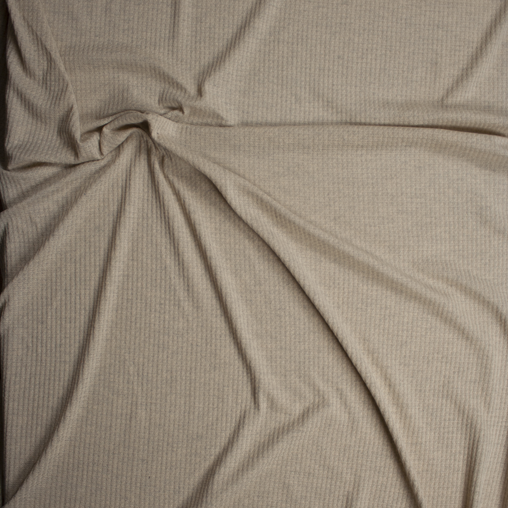 Oatmeal Soft Waffle Knit Fabric By The Yard - Wide shot