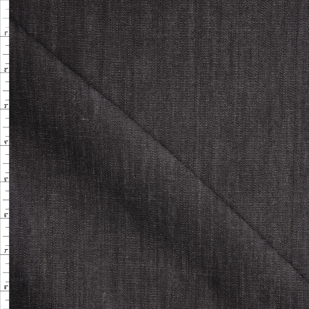 Black Midweight Stretch Denim Fabric By The Yard