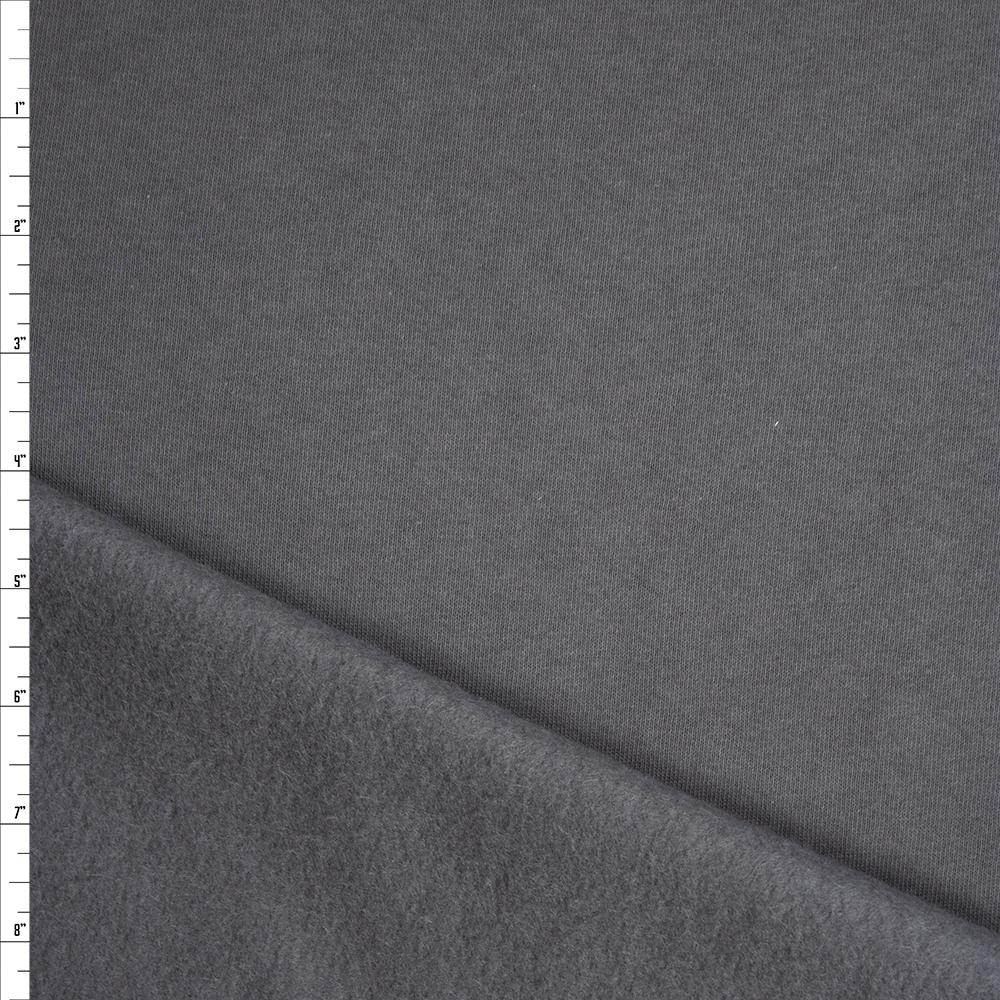 Charcoal Soft Midweight Sweatshirt Fleece Fabric By The Yard