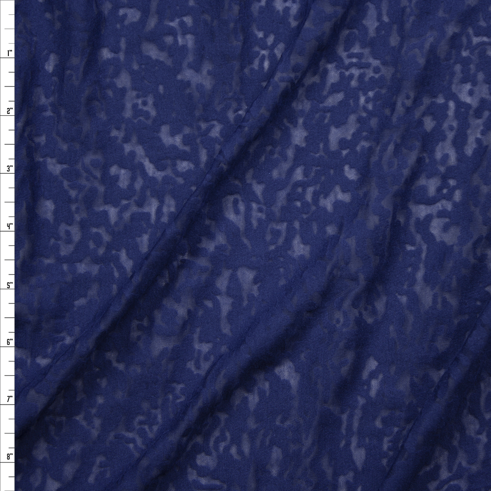 Navy Blue Burnout Jersey Knit Fabric By The Yard