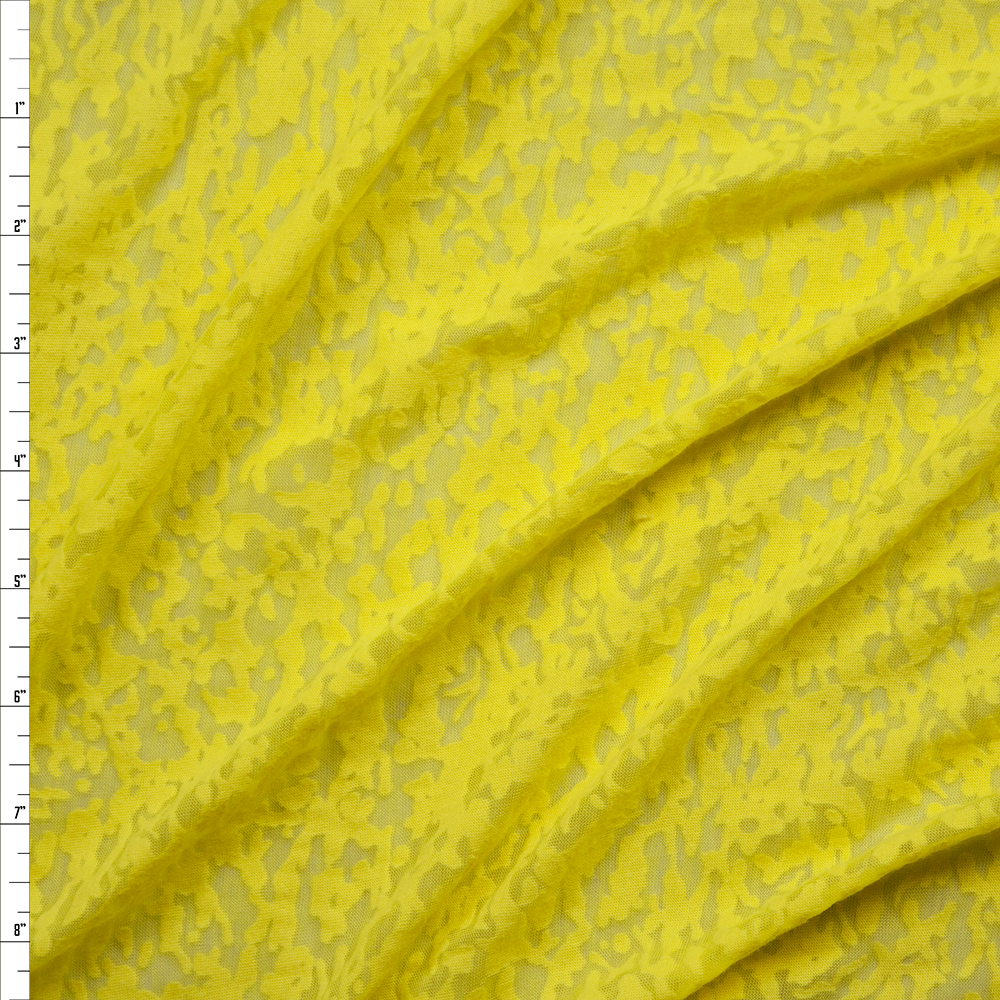 Bright Yellow Burnout Jersey Knit Fabric By The Yard
