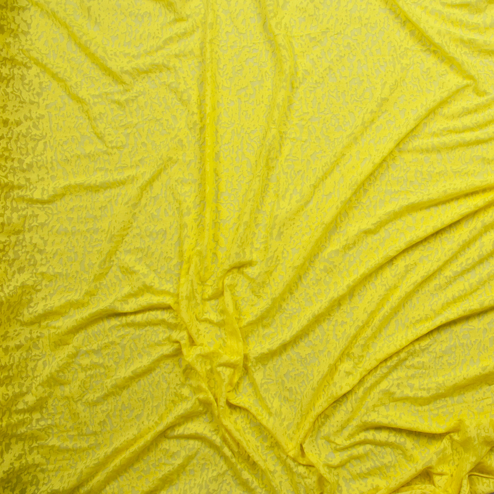 Bright Yellow Burnout Jersey Knit Fabric By The Yard - Wide shot
