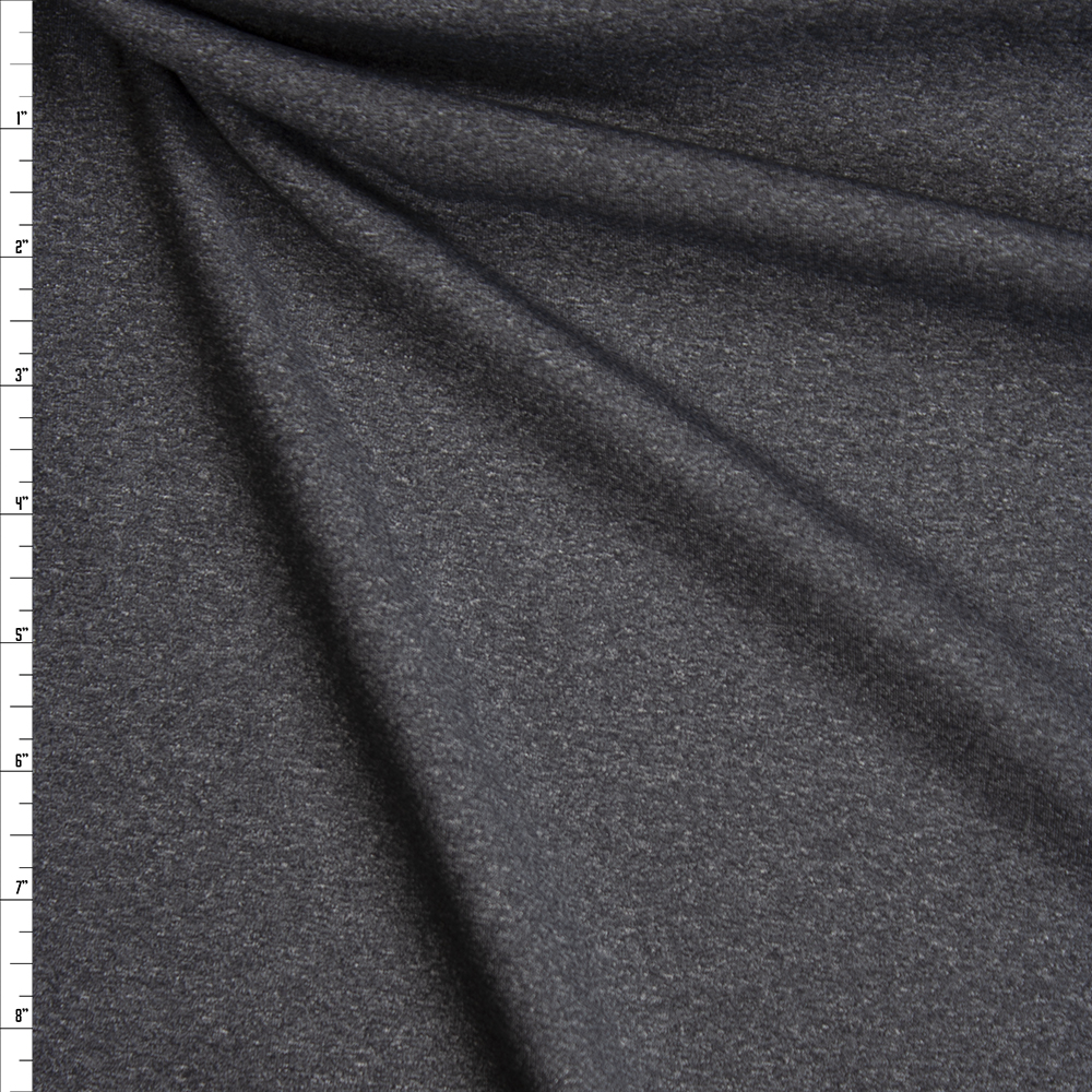 Charcoal Heather Grey Tactel Stretch Sports Knit Fabric By The Yard