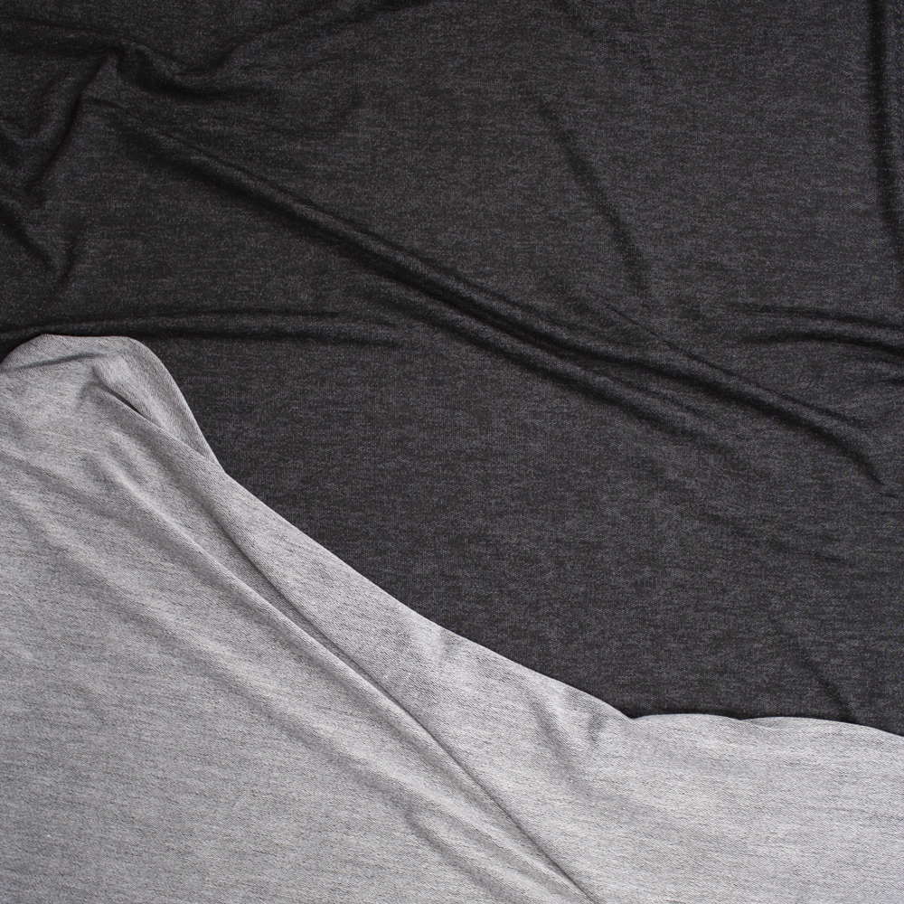 Black Denim Look Stretch Rayon French Terry Fabric By The Yard - Wide shot
