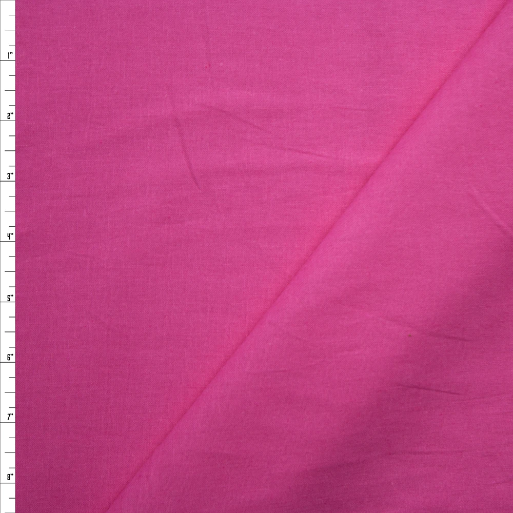 Bright Pink Midweight Rayon/Linen Blend Fabric By The Yard