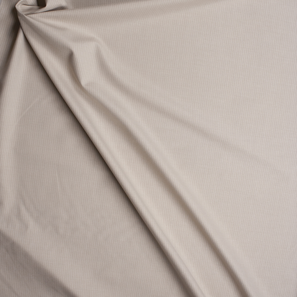 White on Tan Narrow Pinstripe Suiting Fabric By The Yard - Wide shot