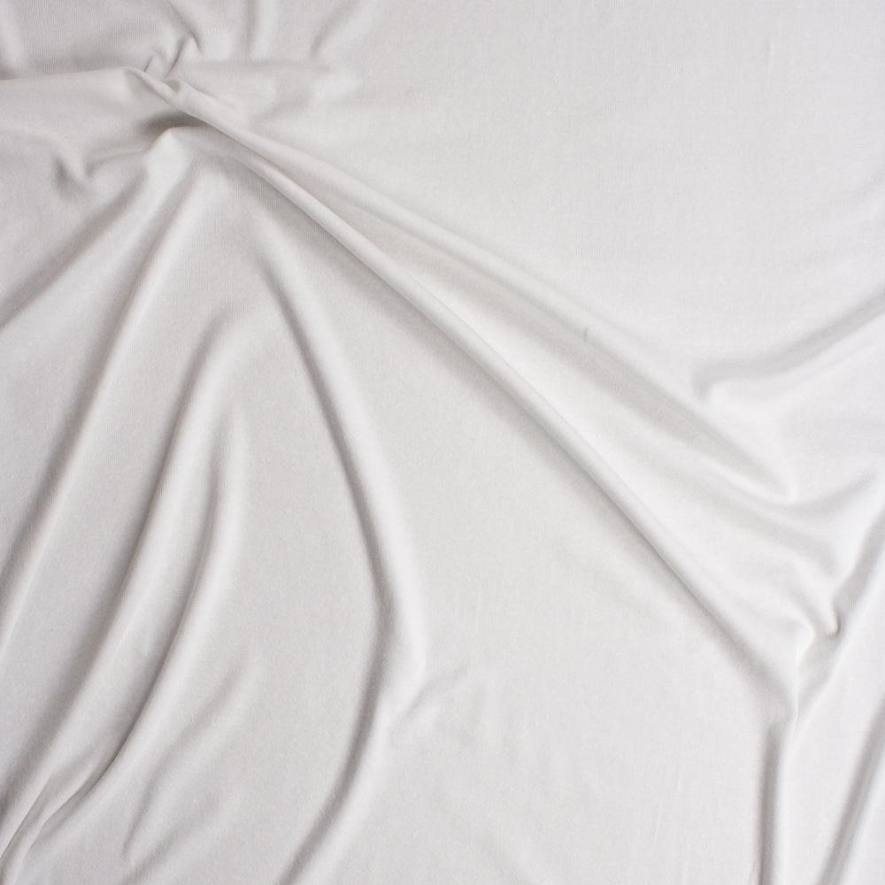White Midweight Micro Rib Knit Fabric By The Yard - Wide shot