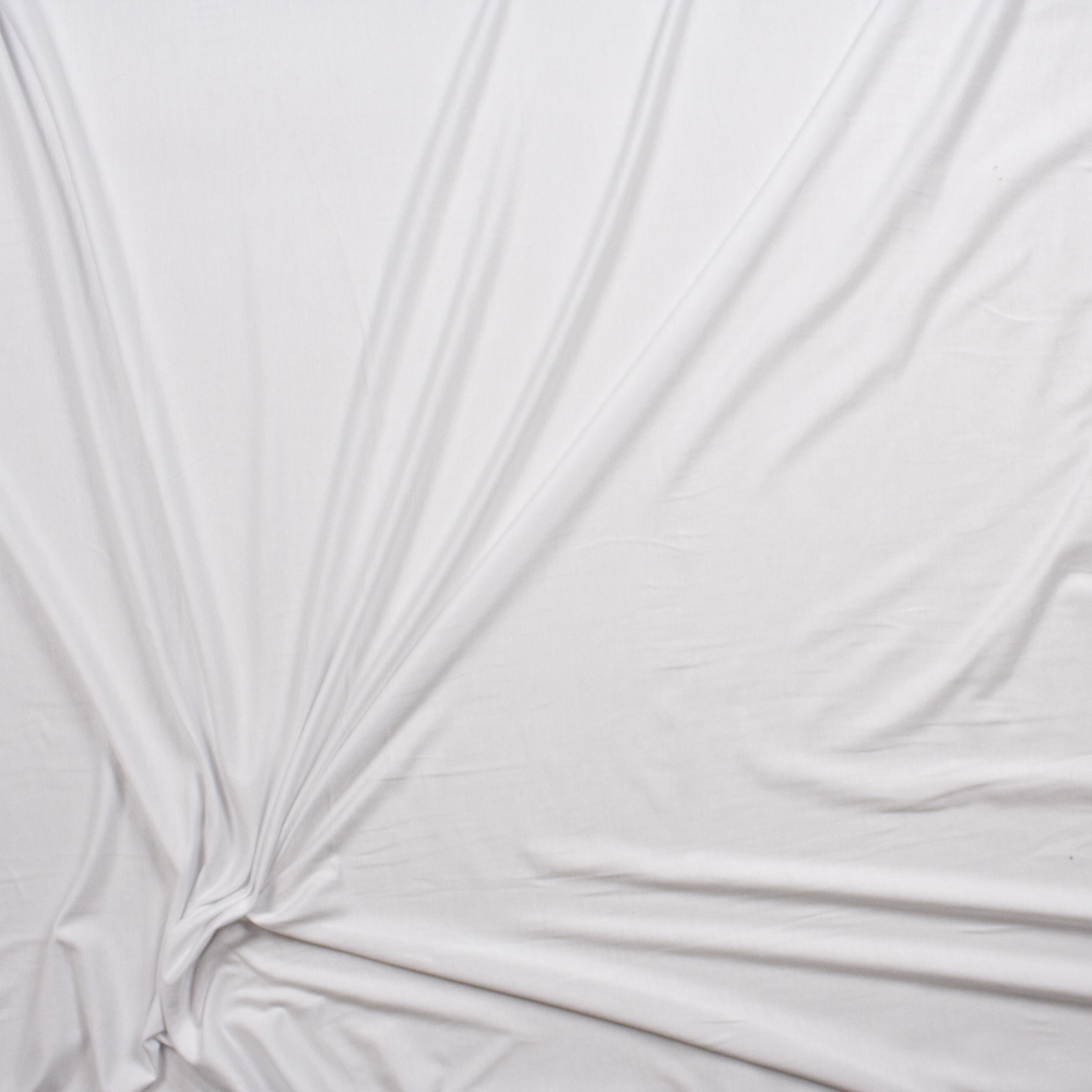 White Designer Rayon Jersey Knit Fabric By The Yard - Wide shot