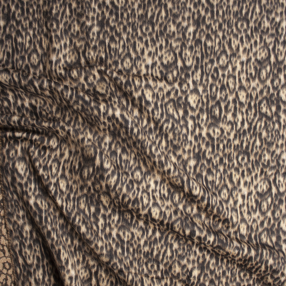 Leopard Print Designer Wool Coating Fabric By The Yard - Wide shot