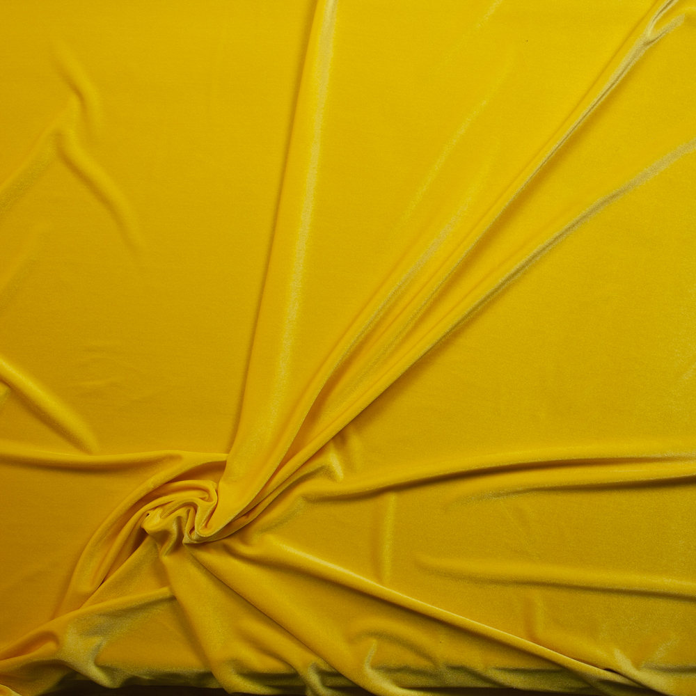 Bright Yellow 4-way Stretch Velvet Fabric By The Yard - Wide shot