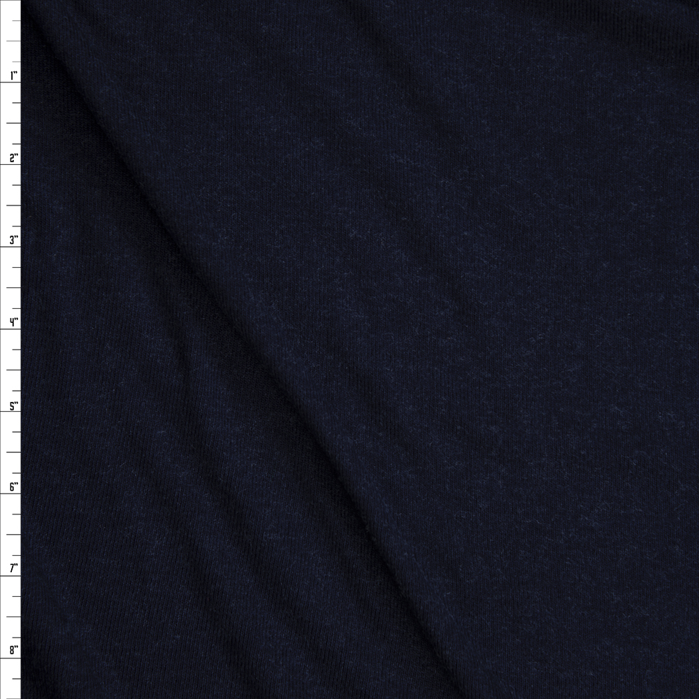 Navy Blue Stretch Wool Jersey Knit Fabric By The Yard